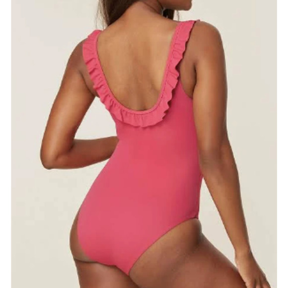 NWT Andie Women's The Hydra One Piece Swimsuit Ruffle Rosette Pink Size S - Picture 12 of 14